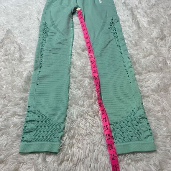 Gymshark Leggings Energy Seamless Capri Size Small Aqua Blue Cutouts - Picture 9 of 13